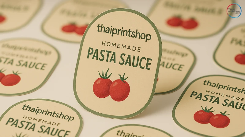 ฉลากสินค้าคืออะไร ทำไมถึงต้องมี - Thaiprintshop ฉลากสินค้าแฮนด์เมดแบรนด์ thaiprintshop สำหรับซอสมะเขือเทศ