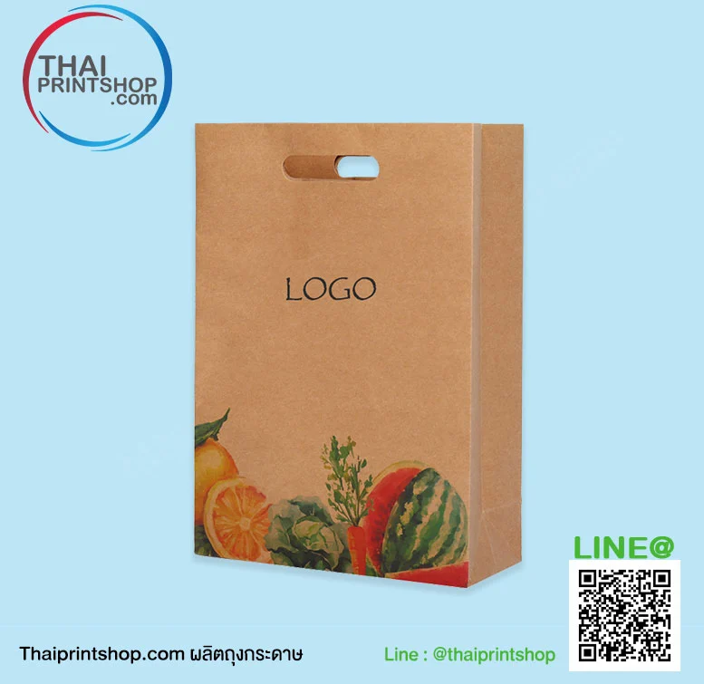 ถุงกระดาษ สกรีนโลโก้ ราคา - Thaiprintshop ถุงกระดาษสีน้ำตาลใส่อาหาร