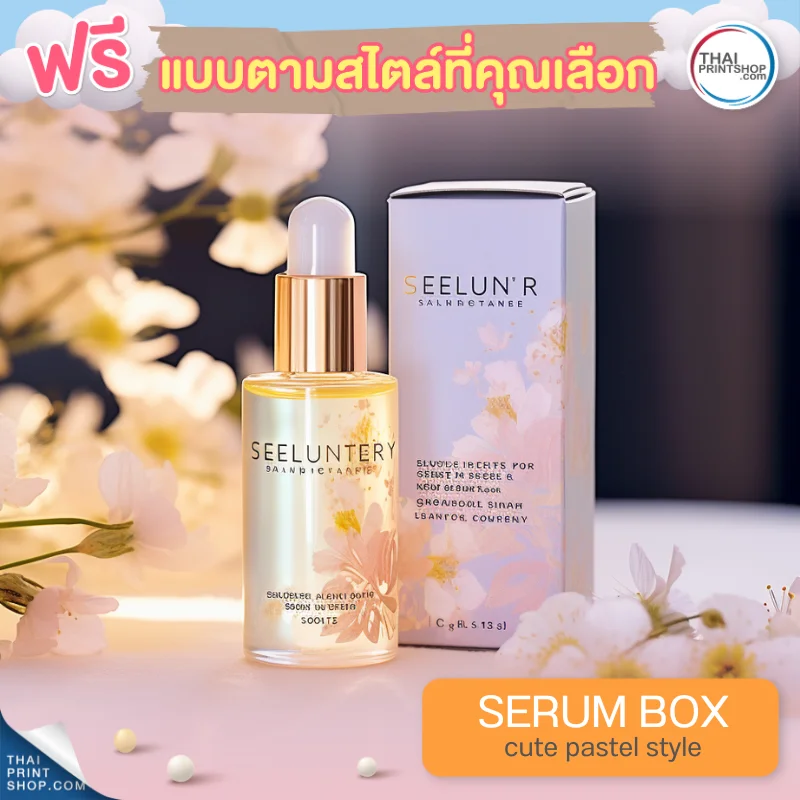 แบบกล่องบรรจุภัณฑ์ ฟรี กล่องเซรั่มสไตล์ Cute Pastel Style 10
