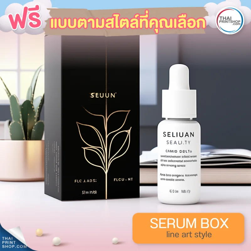 แบบกล่องบรรจุภัณฑ์ ฟรี กล่องเซรั่มสไตล์ Line Art Style 07