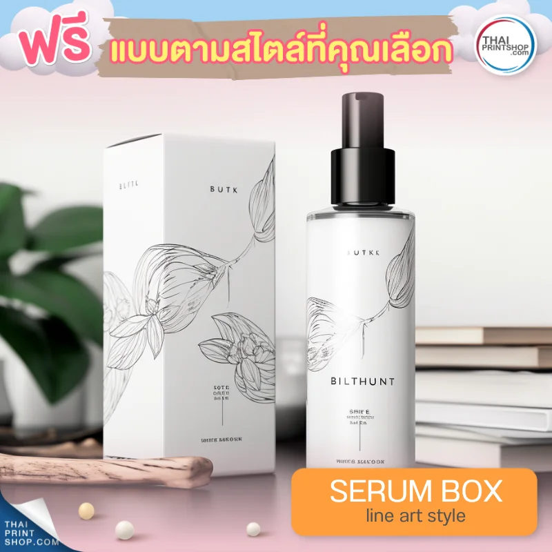 แบบกล่องบรรจุภัณฑ์ ฟรี กล่องเซรั่มสไตล์ Line Art Style 10