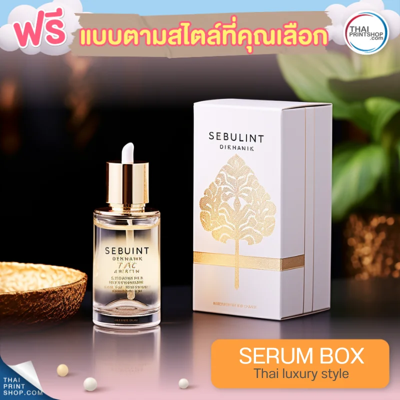 แบบกล่องบรรจุภัณฑ์ ฟรีกล่องเซรั่มสไตล์ Thai Luxury Style 03