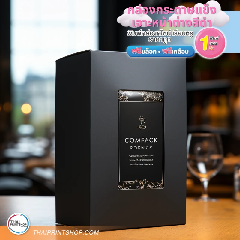 กล่องกระดาษแข็ง เจาะหน้าต่างสีดำ - Thaiprintshop กล่องกระดาษแข็ง เจาะหน้าต่างสีดำ - 03